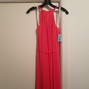 David's Bridal Long High Neck Mesh Dress